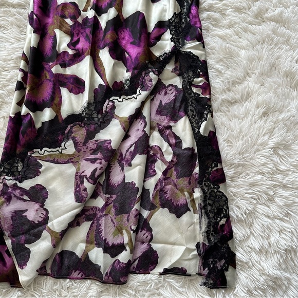 Jcrew Lace Trim Slip Dress In Iris Floral Textured Satin New With Defects Size 8 - Picture 7 of 12
